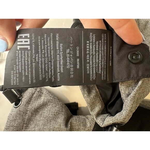 Burton Gore-Tex Snowboard Ski Mittens Gray Waterproof Warm Gloves Unisex - Picture 7 of 9